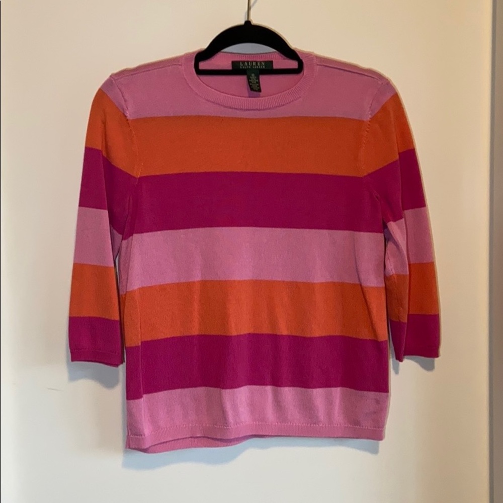 Lauren Ralph Lauren Striped Pink & Orange Sweater